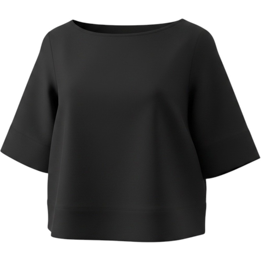 Banana Republic Black Open Back Wrap Blouse Short Sleeve Boat Neck XS TP ECH